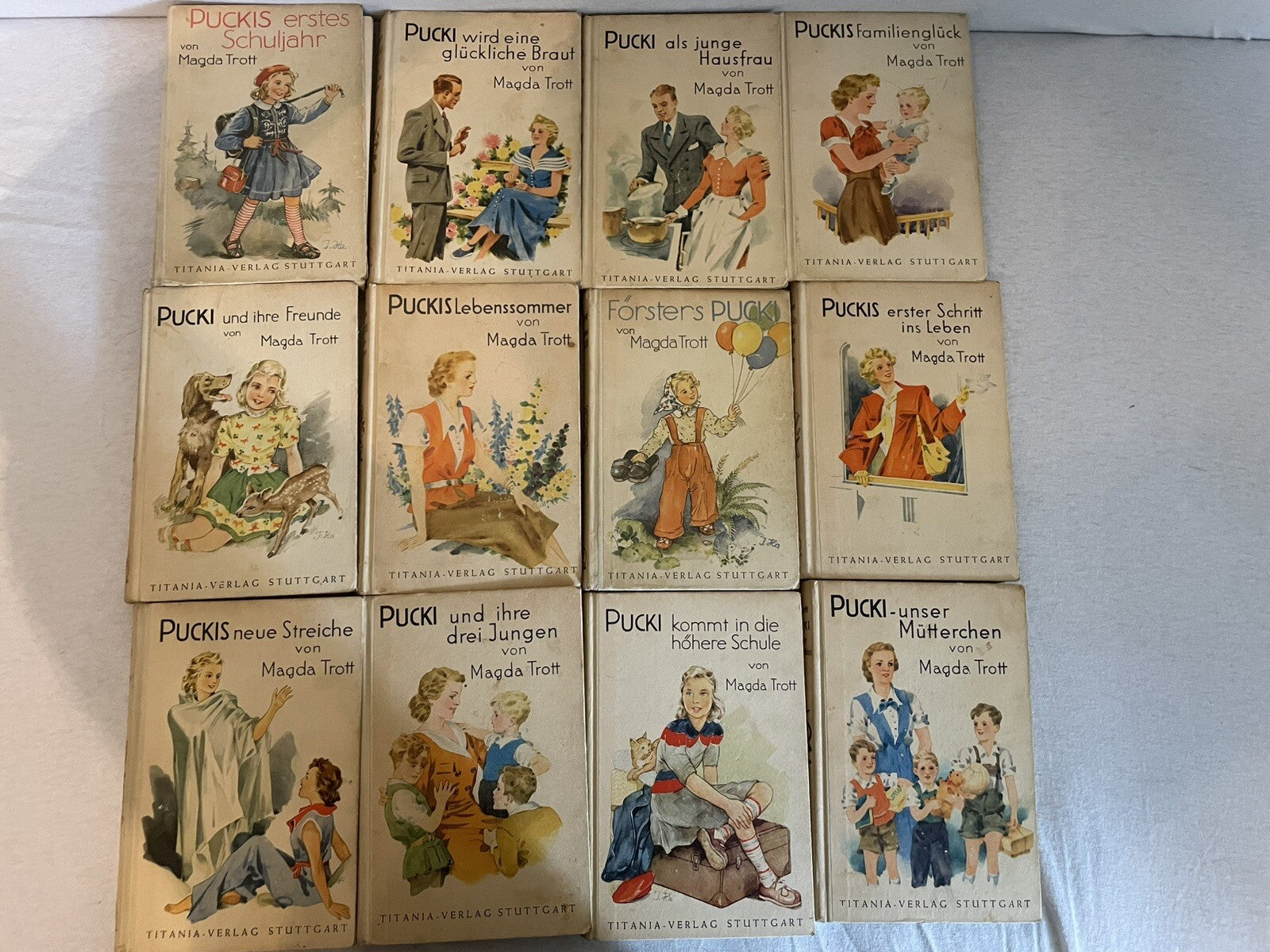 Vintage Pucki-Bücher von Magda Trott – Titania Verlag Stuttgart (1950er Jahre)