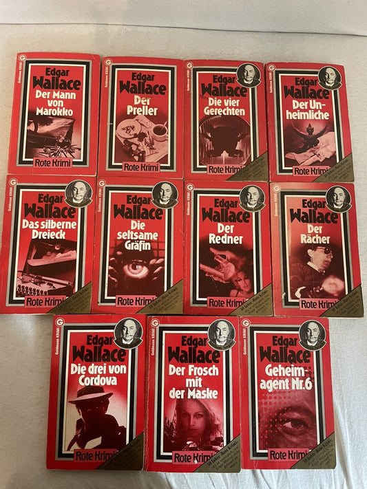 Edgar Wallace Bücher – Krimi Rote – Konvolut 11 Hefte